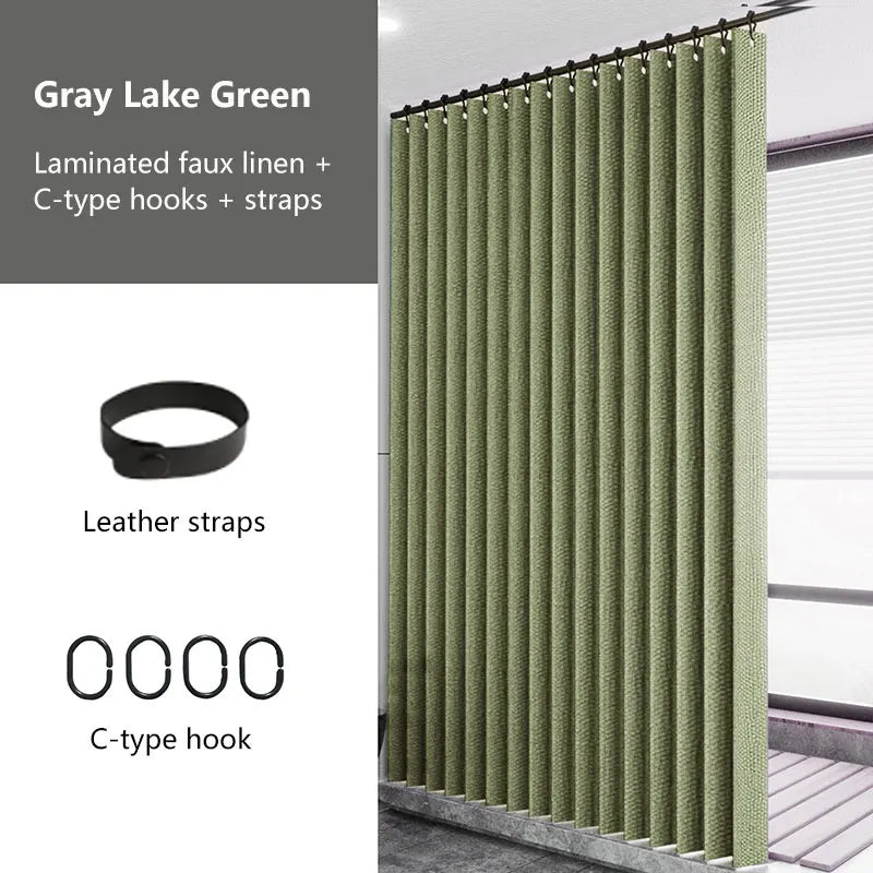 Laminated Imitation Linen Multi-color Large Ring Waterproof Strong Thick Cloth Opaque Shower Curtain, Suitable for Bathroom Use