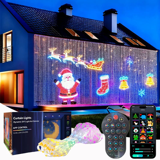 1/2PCS Smart LED Curtain Lights LED Fairy Lights App Control Music Sync DIY Pattern Waterproof for Indoor Outdoor Party Decor