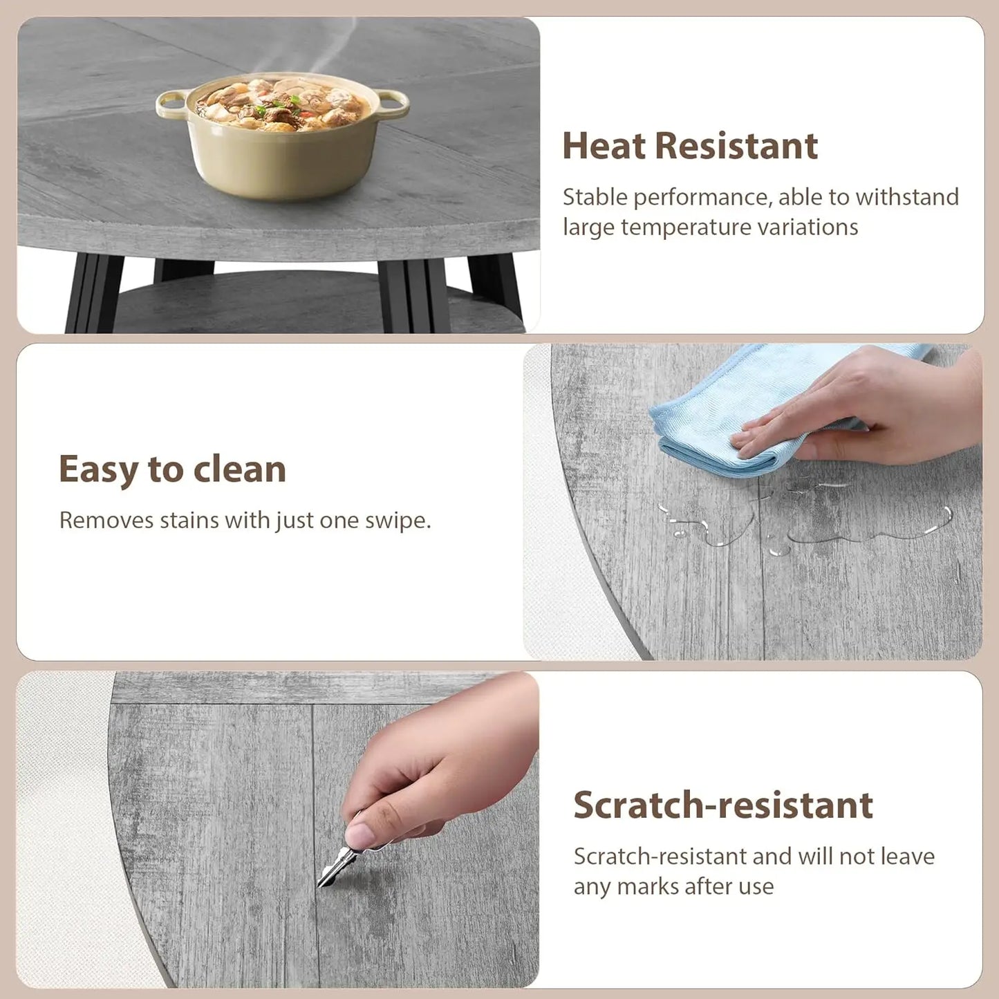 [ TABLE ONLY ] Round Dining Table for 4-6, 42" Farmhouse Kitchen Table with Storage, Circle Dinner Tables for Kitchen, Dining Ro