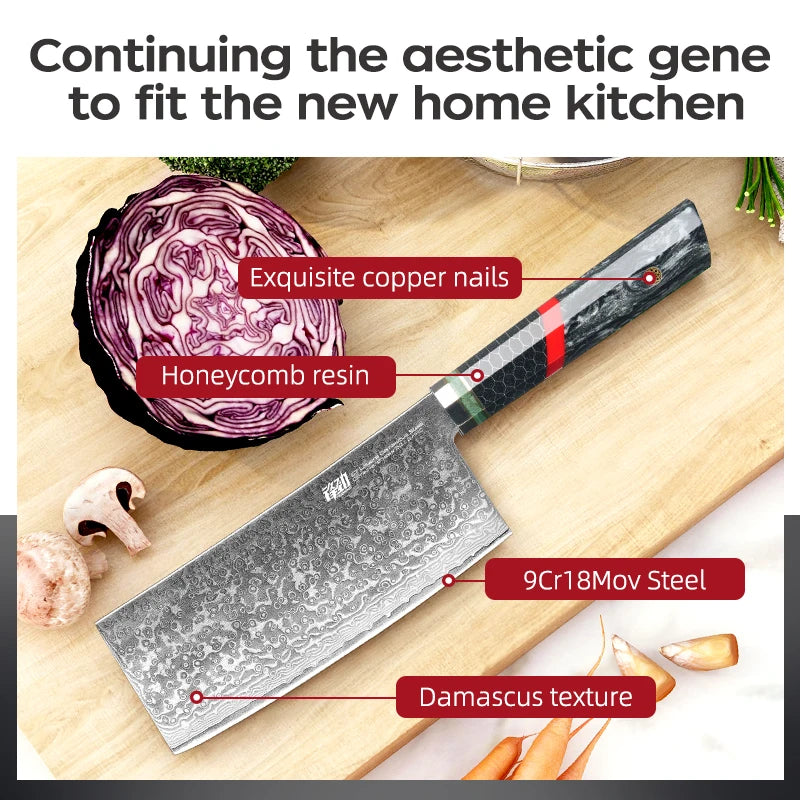 FINDKING 6.5 inch Cleaver Knife  Damascus Steel