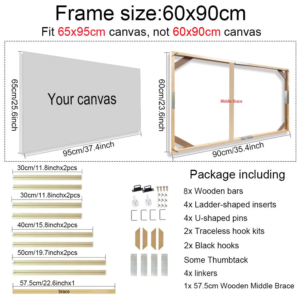 40x60 50x70 40x50cm Canvas Frame Wooden Frames Wooden Photo Oil Painting Canvas Diamond Painting Frames Canvas Wood Wall Frame