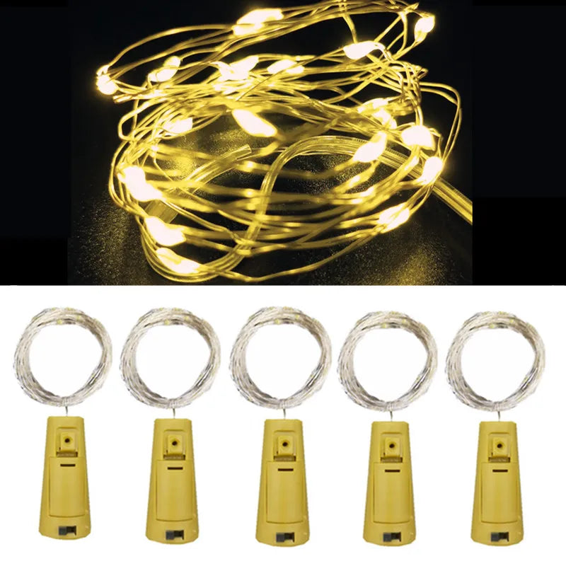 5pcs 2m Bar LED wine bottle cork string lights holiday decoration garland wine bottle fairy lights Christmas copper wire lights