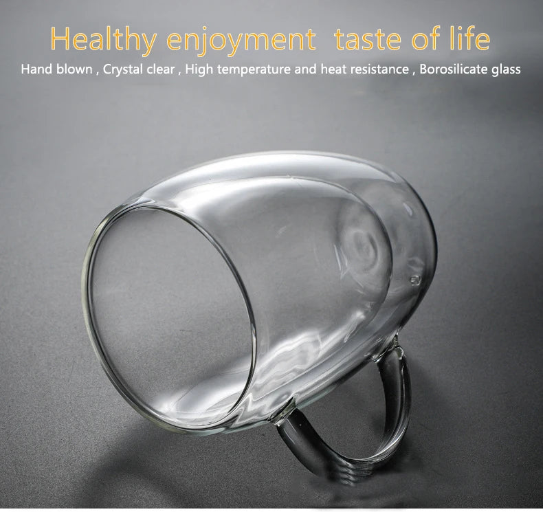 150/250/350/450ml Heat Resistant Double Wall Coffee Cup Transparent Glass