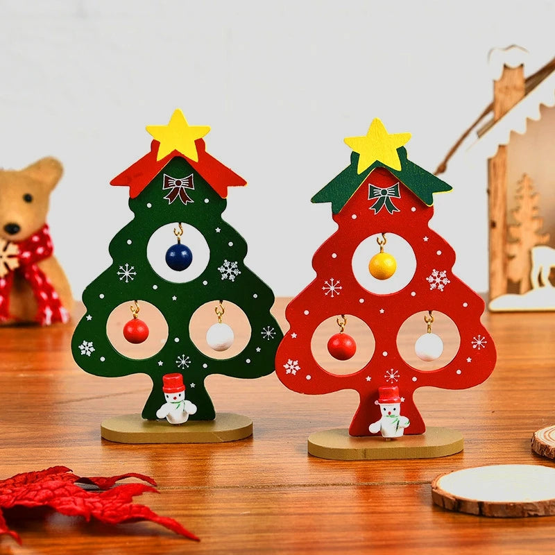 Wood Christmas Tree Decor 2026 Merry Christmas Party Decoration Office Desk Xmas Tree Ornament Xmas New Year Party Gifts Navidad