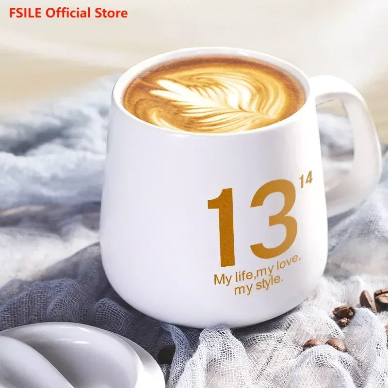 400ml New Product European Style Light Luxury Gold-painted Ceramic Coffee Mug with Lid Spoon