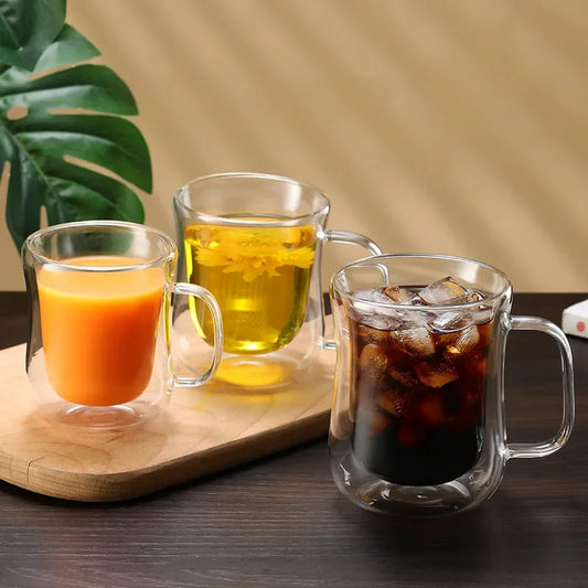 Double Wall Glass Cup Heat-resistant High Borosilicate Glass r Drinkware Coffeeware
