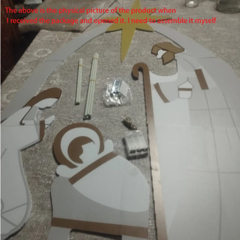 5.5FT Outdoor Lighted Nativity Scene Waterproof With Light Nativity Scene Christmas Decoration Easter Yard Decoration