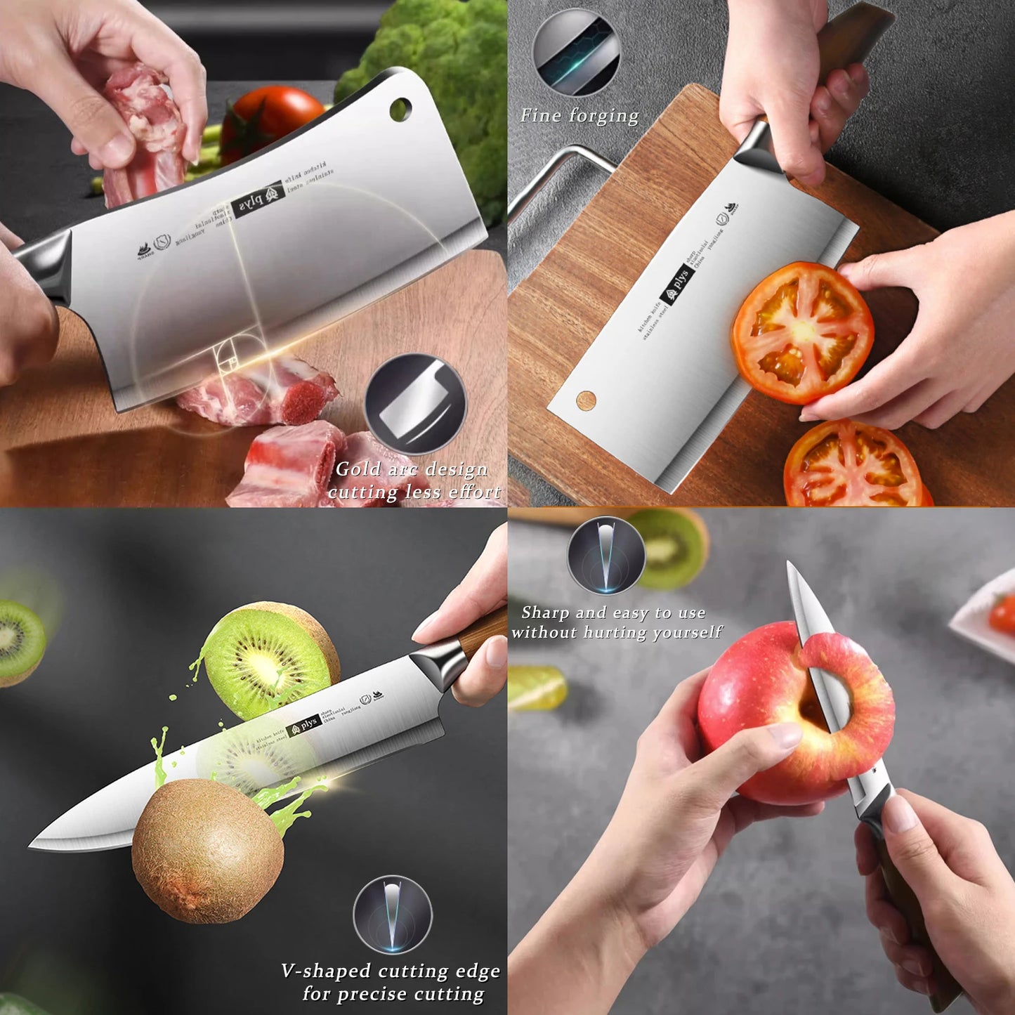 Professional Kitchen Knife 4-piece set, home sharp cleaver,Multi-purpose