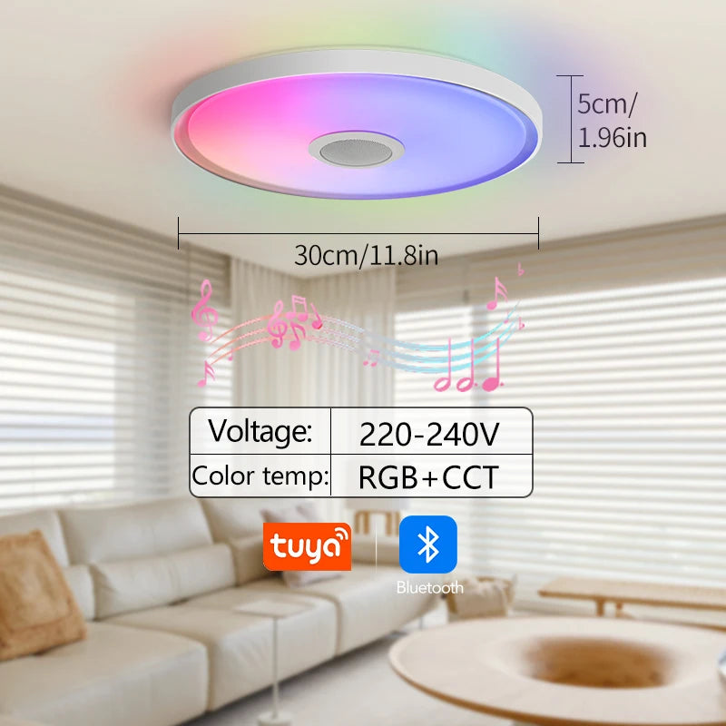 LED Smart Ceiling Lamps RGB APP Remote Control Dimming Modern Home Lighting Music Light with Speaker For Living Room Bedroom