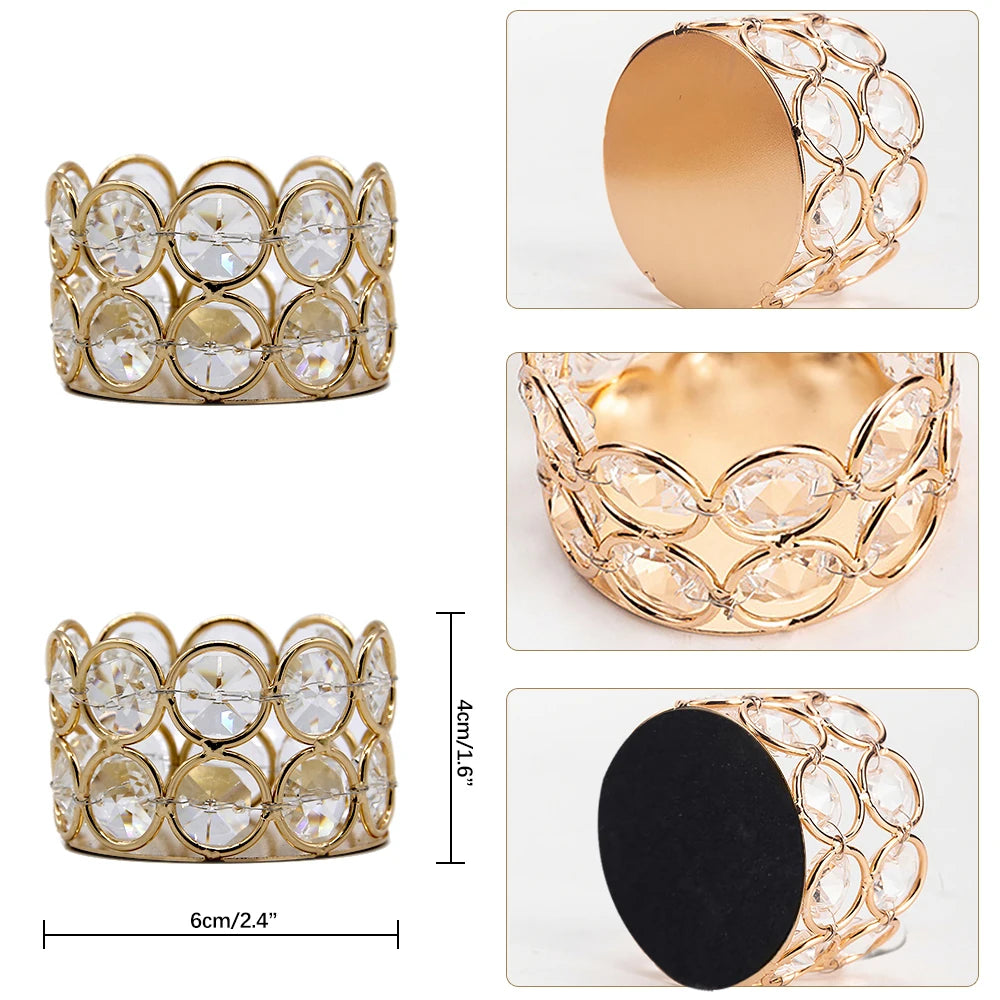 24PCS Crystal Gold Votives Candle Holder Elegant Decorative Tealight Candle Holders for Weddings Parties Chirstmas Gifts