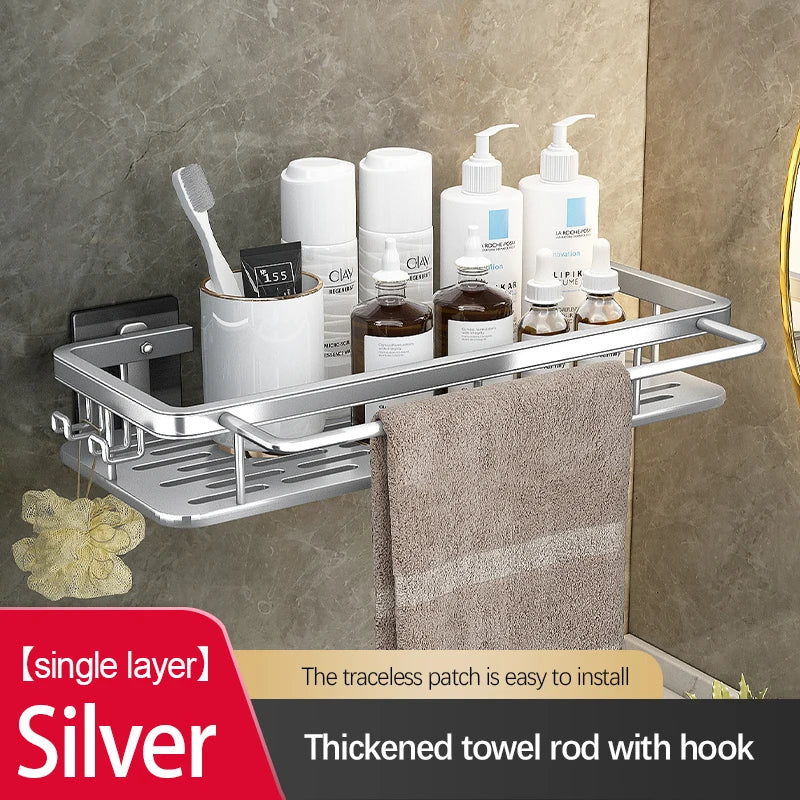 Bathroom Storage Rack Stainless Steel Anti Rust Storage Shower Rack Suction Cup Storage Rack Household Storage Appliances