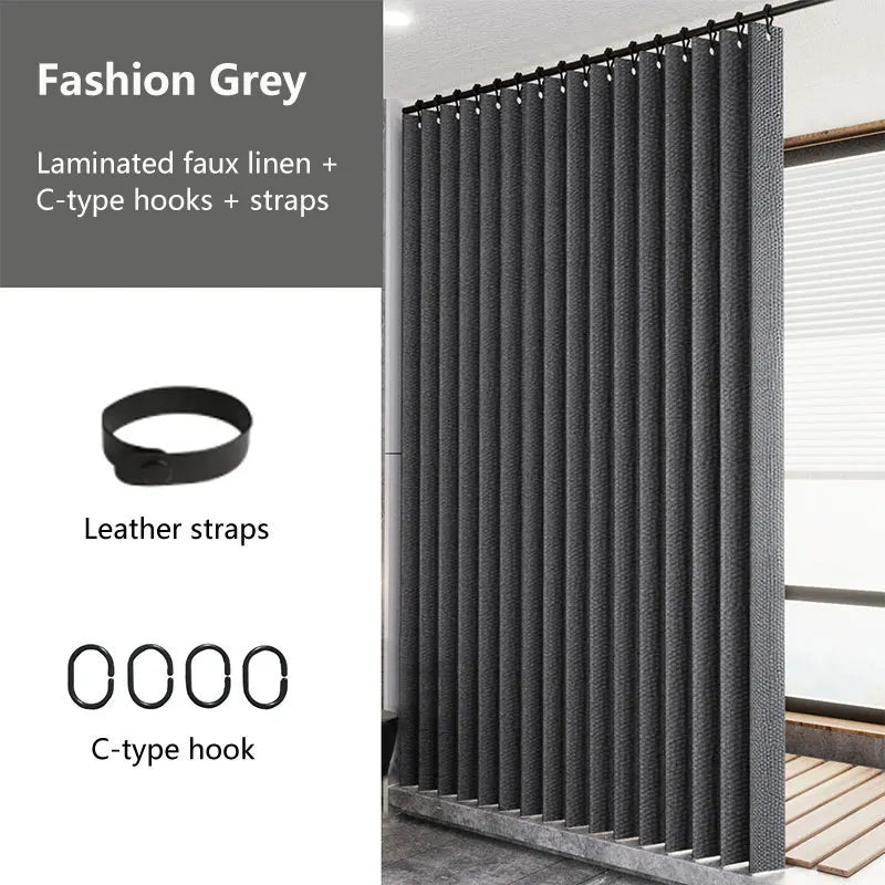 Laminated Imitation Linen Multi-color Large Ring Waterproof Strong Thick Cloth Opaque Shower Curtain, Suitable for Bathroom Use