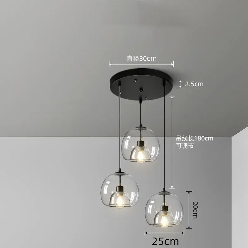 Nordic Glass Pendant Light for Kitchen Island Chandelier Smoke Gray Hanging Lamp for Living Room Dining Room