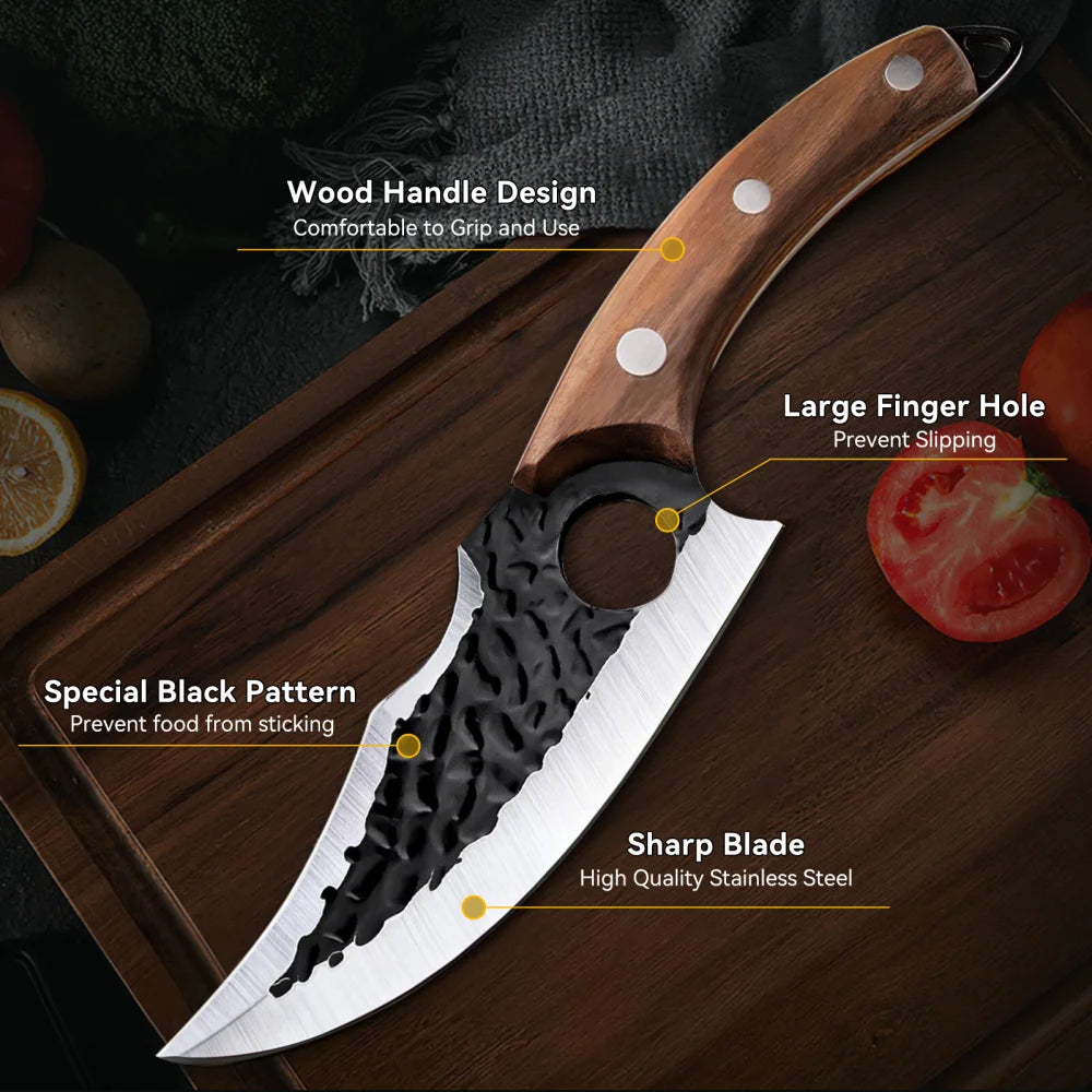 Forged Stainless Steel Kitchen Knives Non-slip Handle Fish Meat Cleaver Sharp Knives