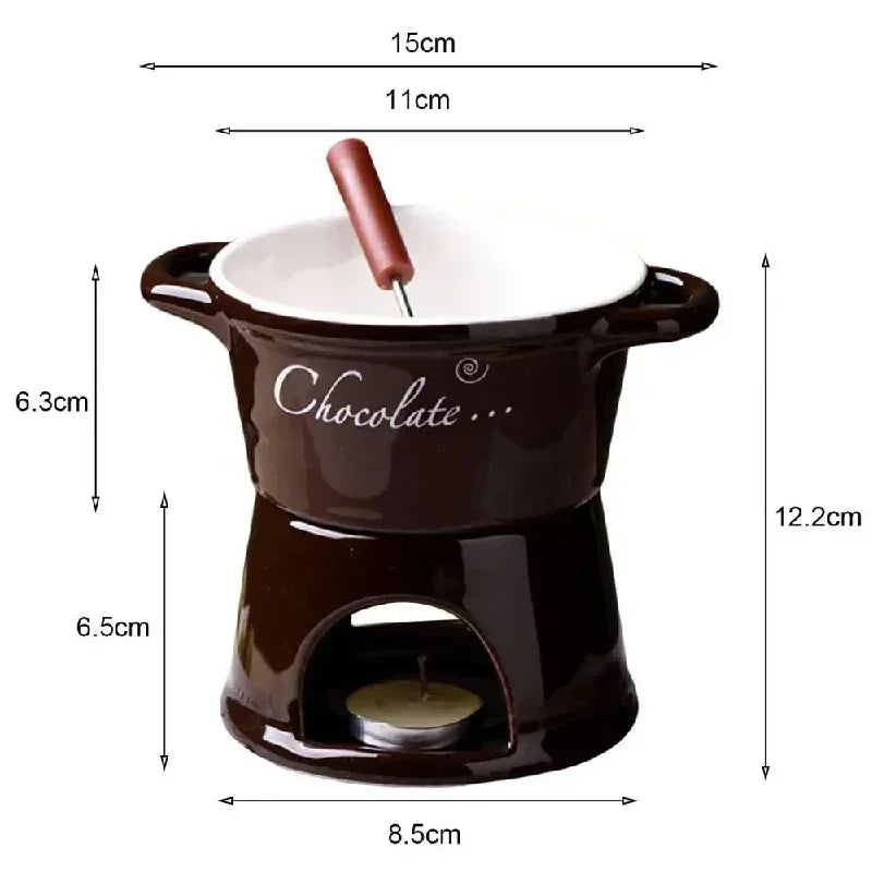 Hot Ceramic Chocolate Chafing Dish Cup with Fork  Chocolate Mug Tableware Creative