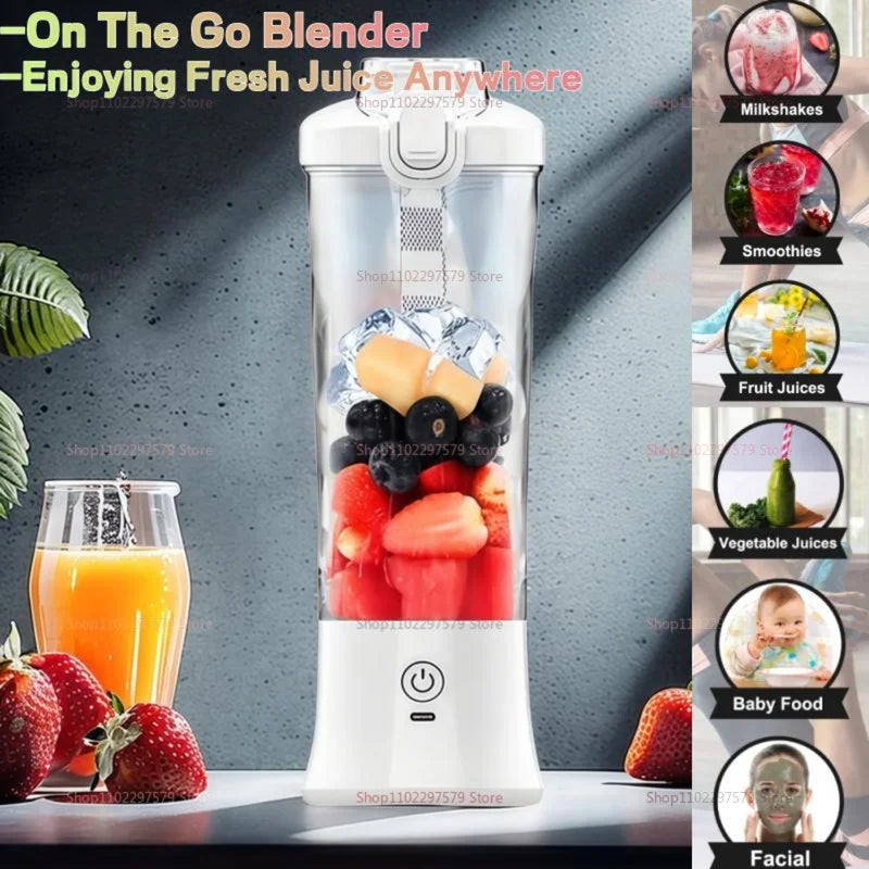 Portable Mixer Machine Electric Juicer 600ML  Fruit Mixer2000mAh USB Rechargeable Smoothie Mini Blender Multifunction Juicer