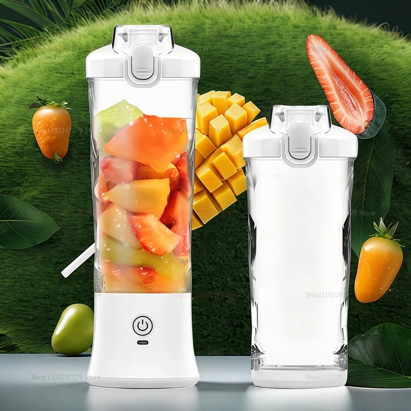 600ml Portable Electric Fruit Juicer Mixer machine USB Rechargeable Mini Fruit Juice Blender with 6 Blades Compact