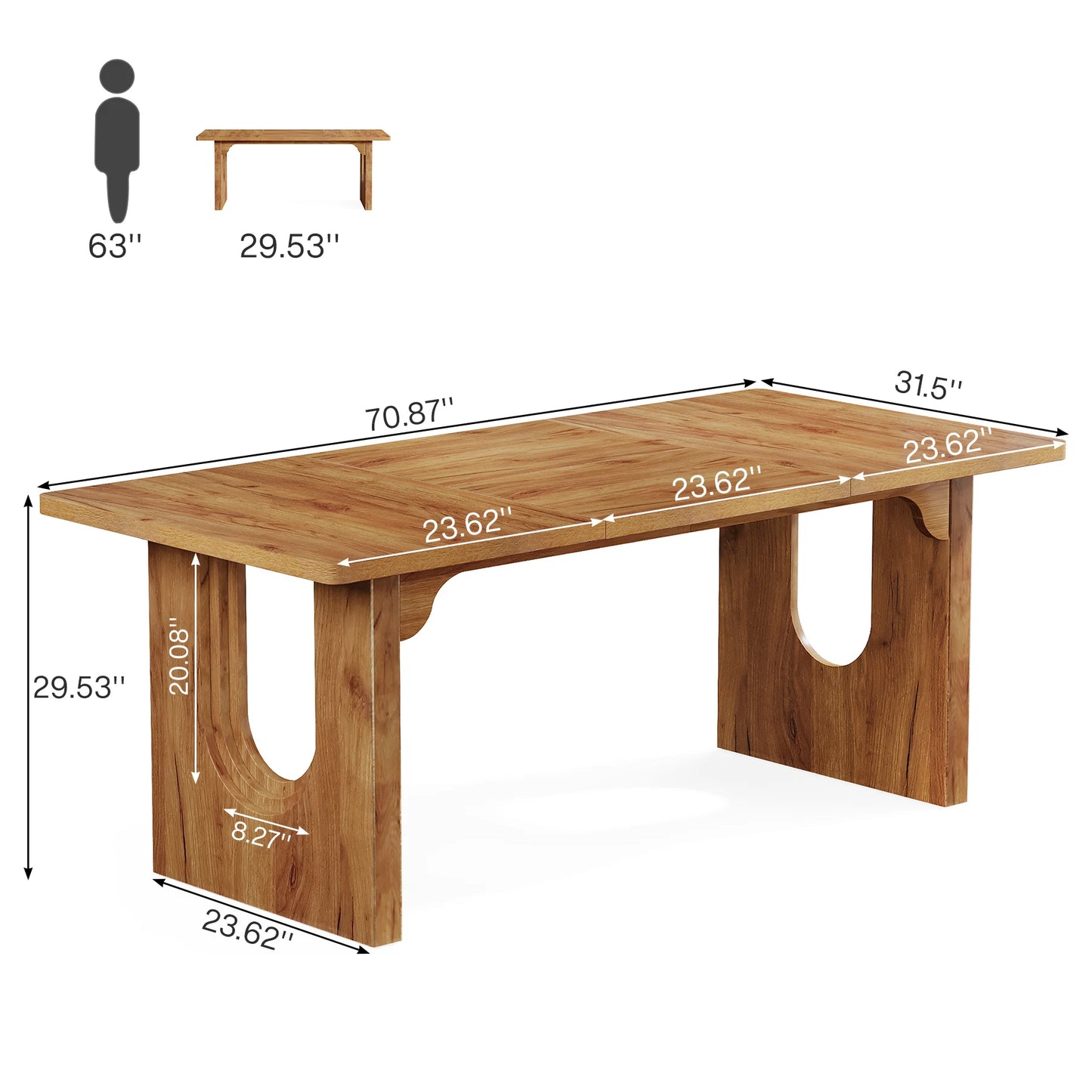 Tribesigns Modern Dining Table for 6 to 8 People, 71" Large Kitchen Dining Table with Wood Pedestal Base,