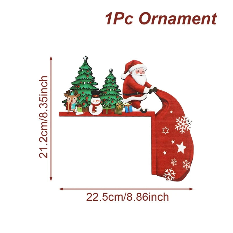 Christmas Wooden Ornament Christmas Party Decoration 2025 Xmas Santa Claus Snowman Pendants Navidad Natal New Year Gift 2026