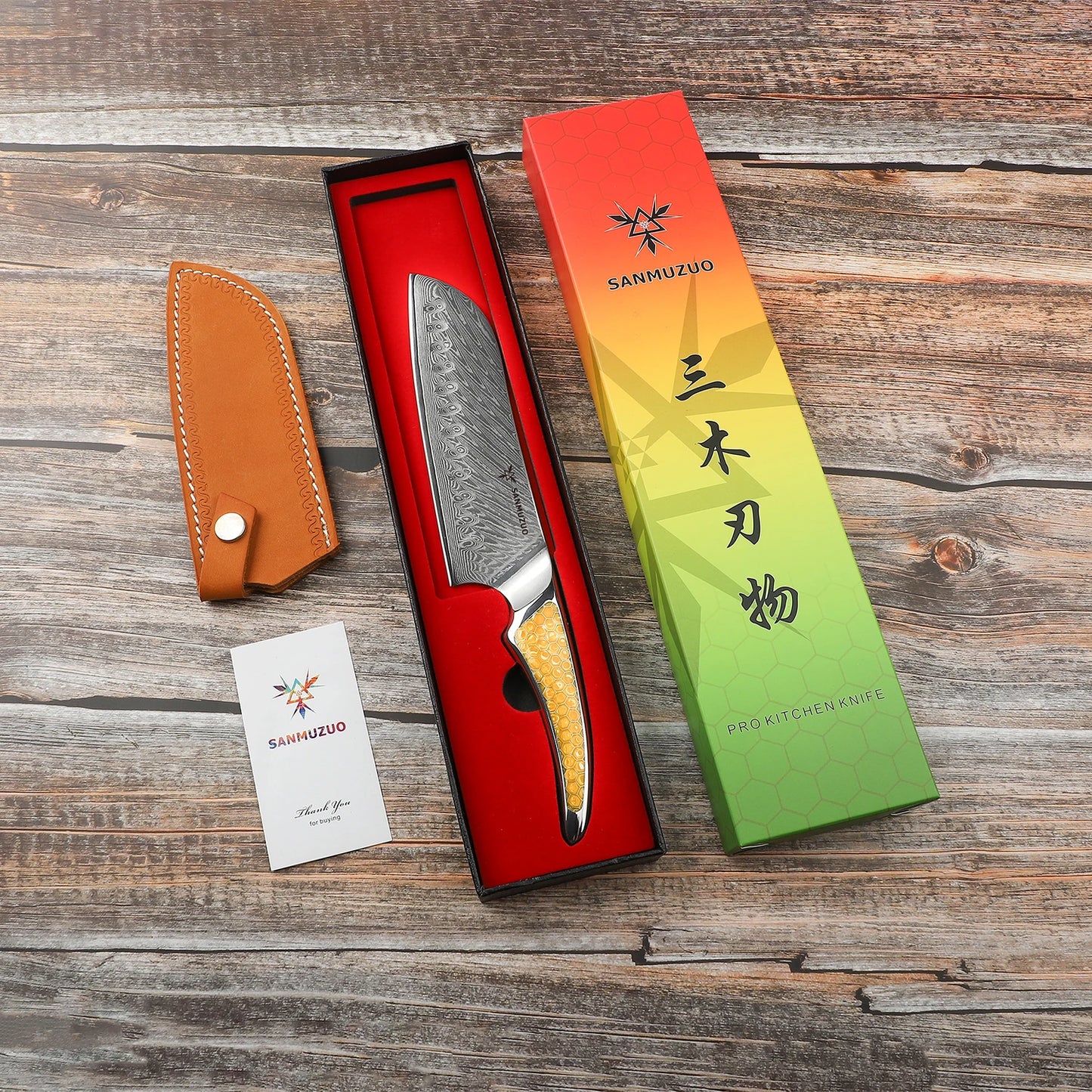 SANMUZUO 7 inch Santoku Knife -Damascus Steel Kitchen Knife,