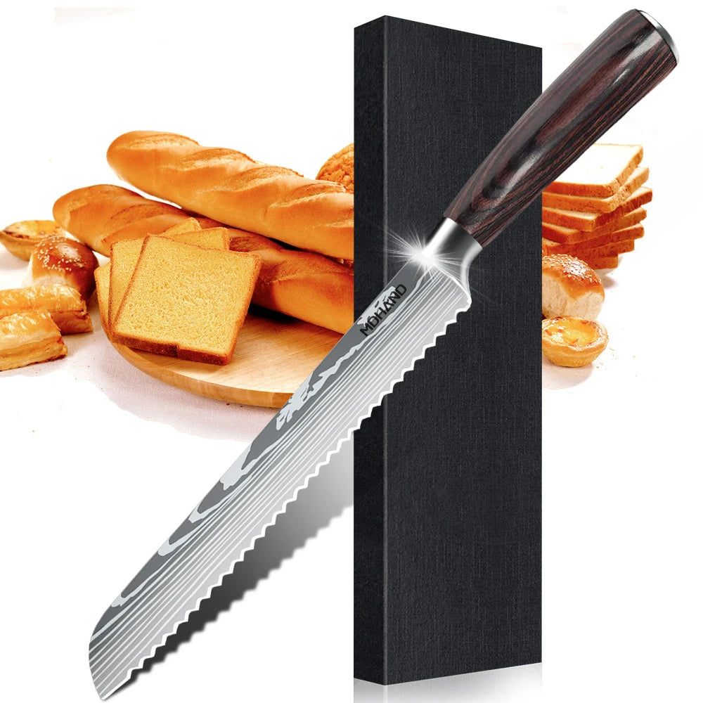 1-10PCS Chef knife Japanese Kitchen Knives Set  Stainless Steel Cleaver Slicer Knife