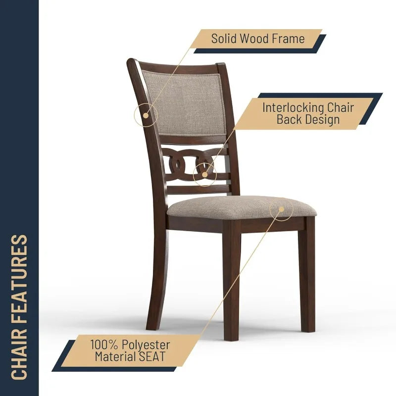 47-Inch Cherry 5-Piece Round Dining Set - 1 Table + 4 Chairs