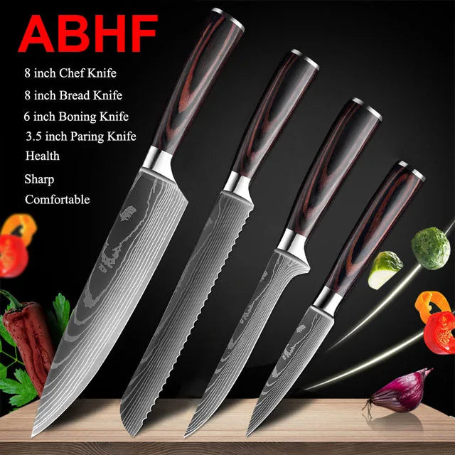 1-10Pcs Chef Knife For kitchen Set Japanese Sharp Cleaver Slicing Utility Knife Cooking Tools