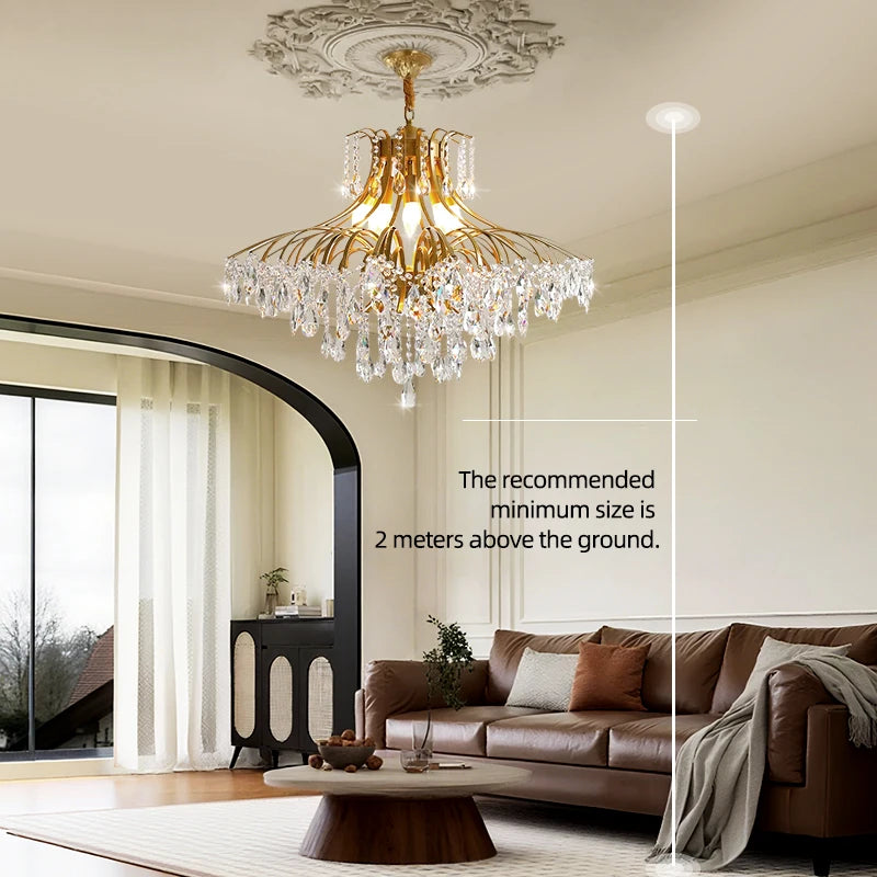 Hall Chandelier Crystal Living Room Pendant Light Minimalist Iron Art Hanging Lamp for Dining Table Lighting Ceiling Chandelier