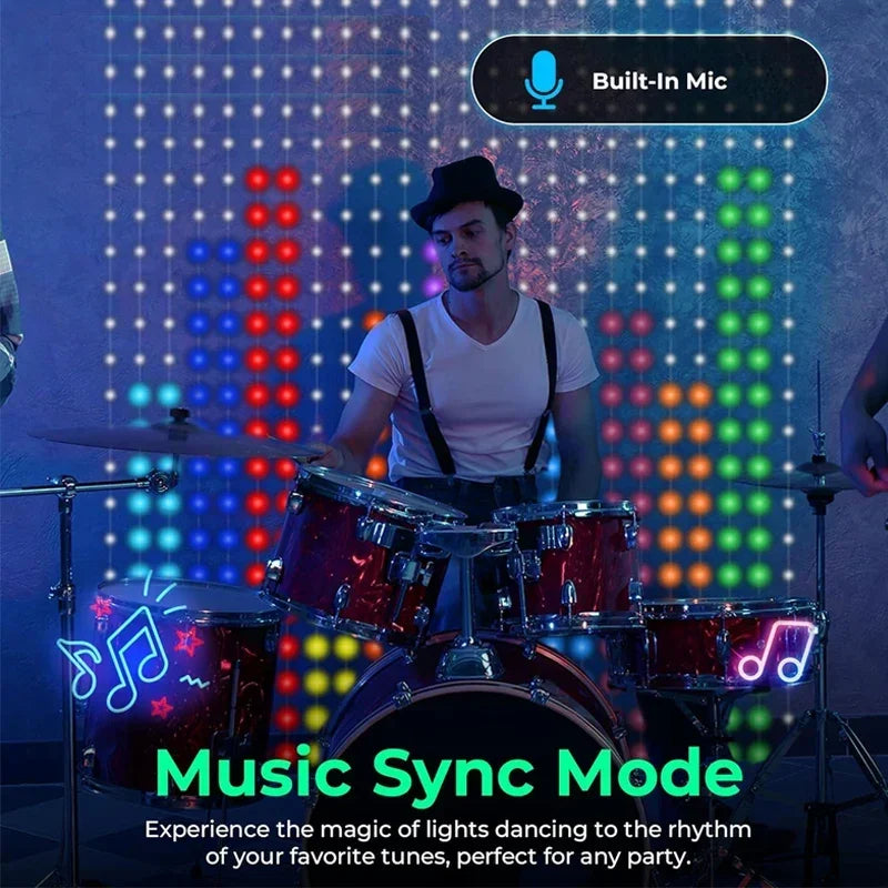 1/2PCS Smart LED Curtain Lights LED Fairy Lights App Control Music Sync DIY Pattern Waterproof for Indoor Outdoor Party Decor