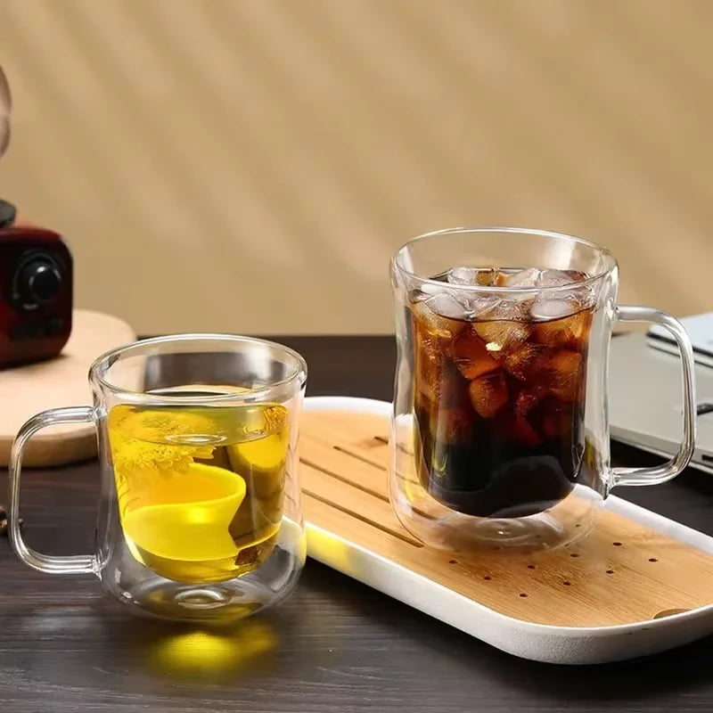 Double Wall Glass Cup Heat-resistant High Borosilicate Glass r Drinkware Coffeeware