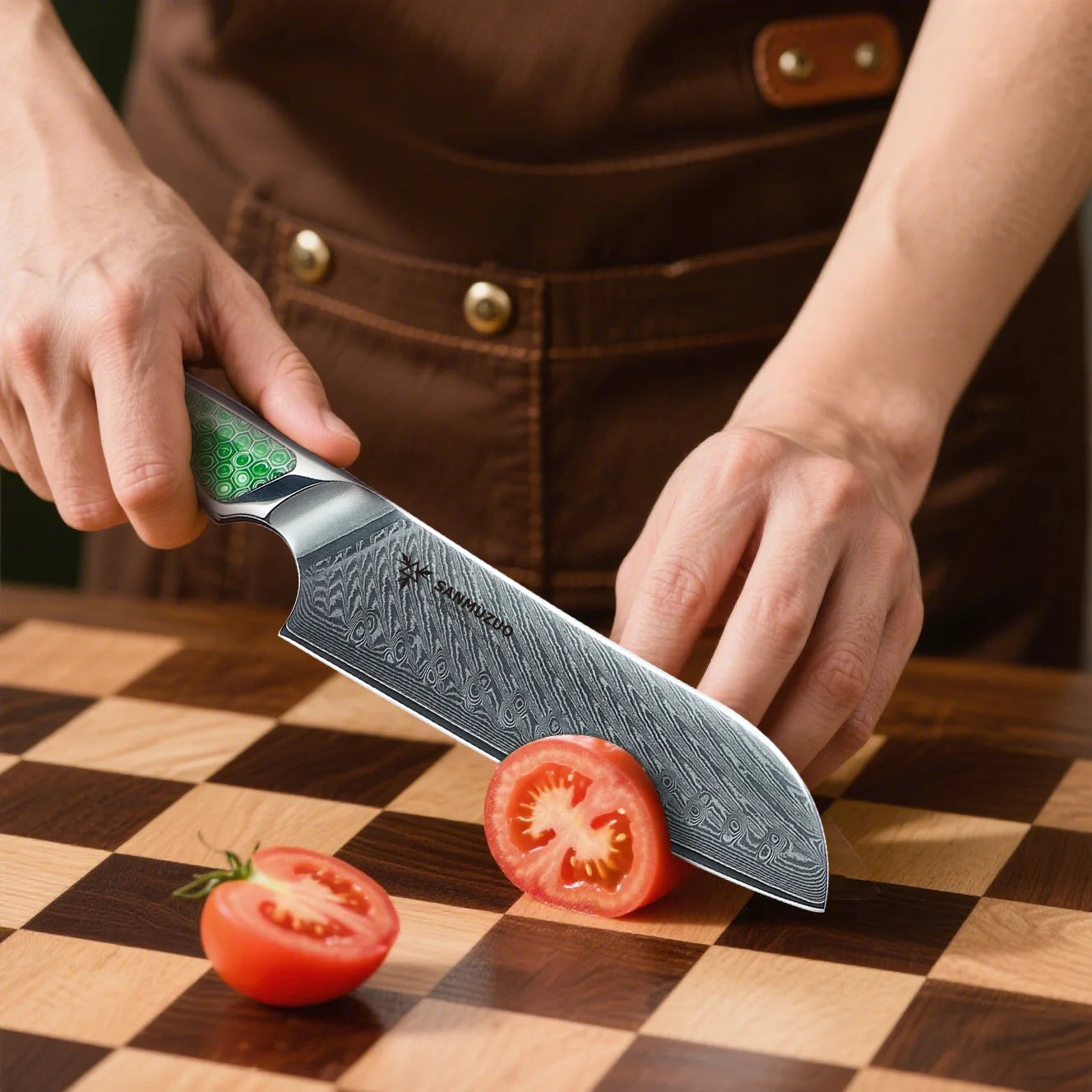 SANMUZUO 7 inch Santoku Knife -Damascus Steel Kitchen Knife,