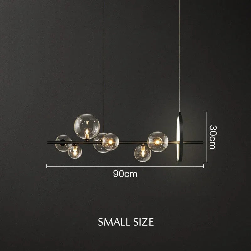 Nordic Long Led Ceiling Chandelier Glass Balls For Table Dining Room Kitchen Bar Hanging Lamp Home Decoration Indoor Lighting