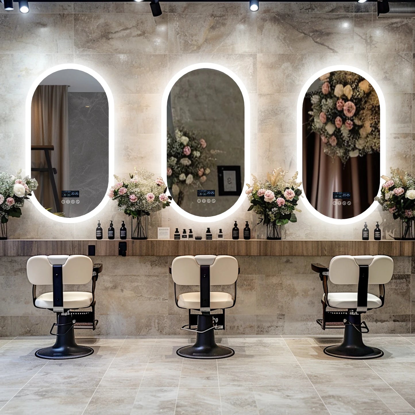 LUVODI 20x32” Led Lighted Bluetooth Bathroom Mirror Backlit Illuminate Dimming Vanity Mirror with Time Date Display Anti-fog