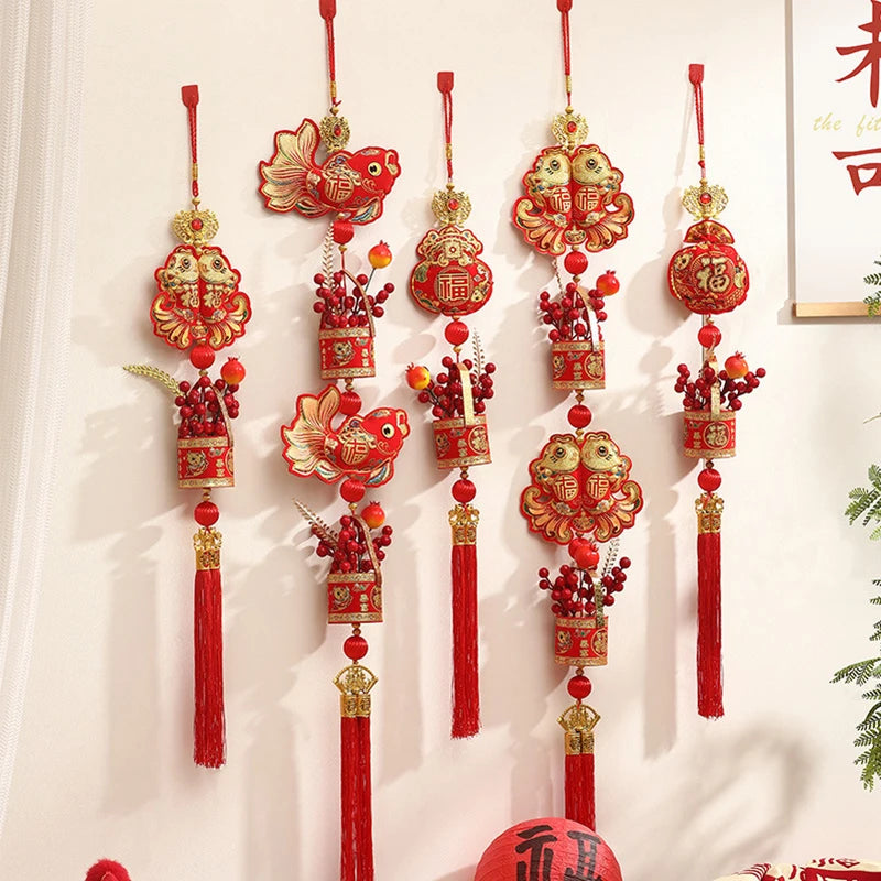 Chinese New Year 2025 Decorations Chinese Spring Festival Hanging Pendant Door Wall Ornament Traditional Chinese Room Decoration