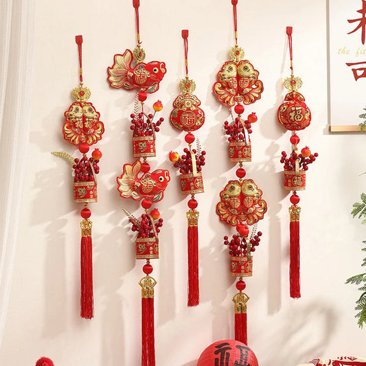 Chinese New Year 2025 Decorations Chinese Spring Festival Hanging Pendant Door Wall Ornament Traditional Chinese Room Decoration