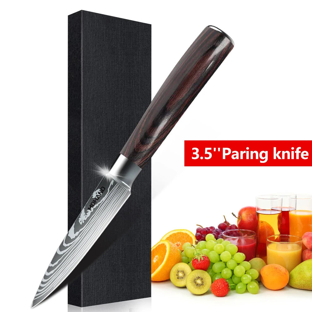 1-10PCS Chef knife Japanese Kitchen Knives Set  Stainless Steel Cleaver Slicer Knife