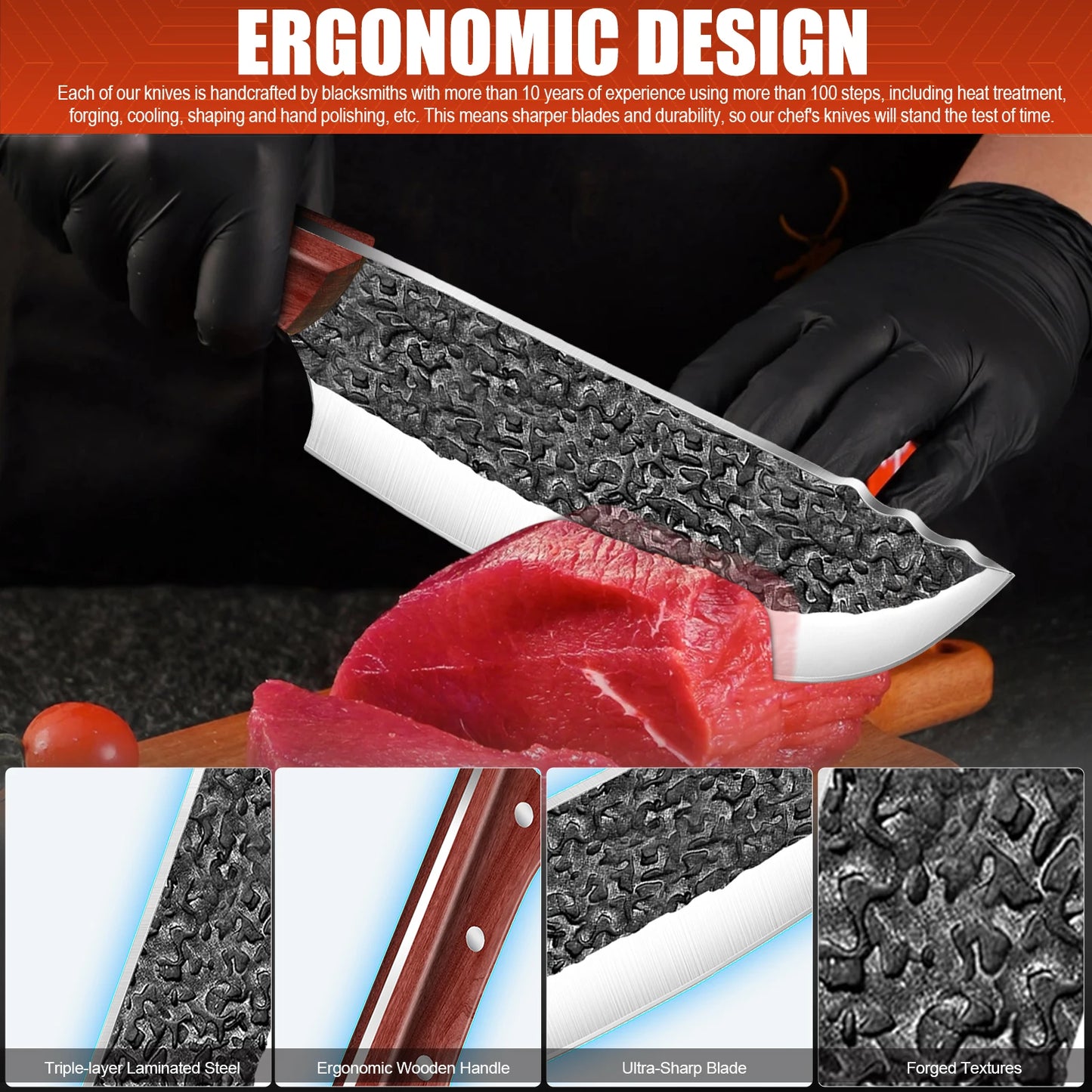 Cleaver Knife Stainless Steel Slicing Multi-purpose Kitchen Chef Knives