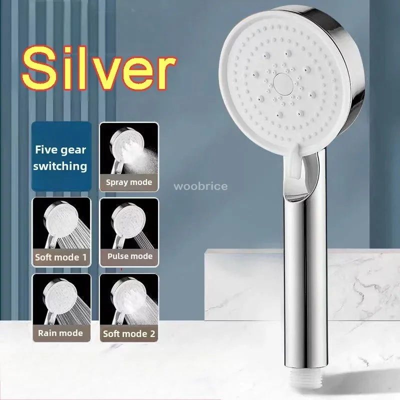 Bathroom Sink Faucet Head of A Shower High Pressure 5 Modes Adjustable with Hose Water Saving One-Key Stop Bathroom Accessories