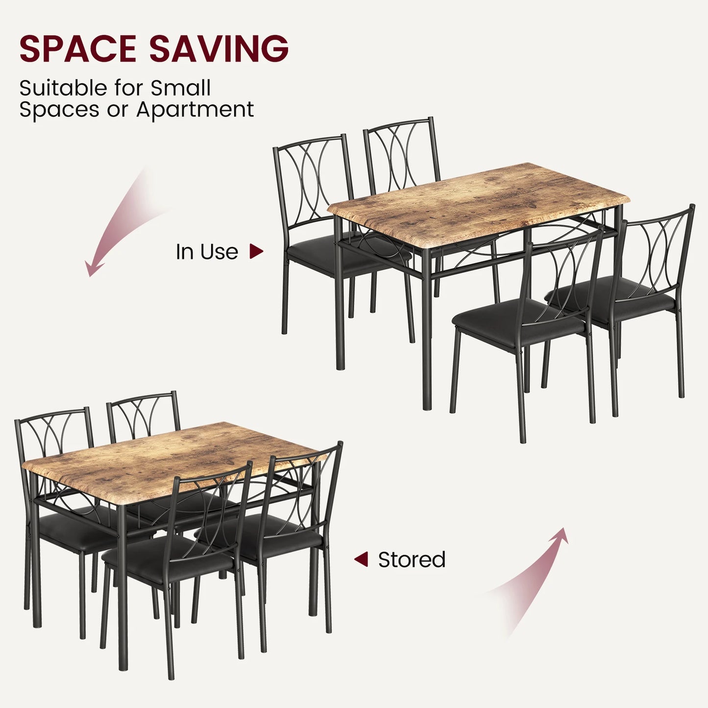 Dining Table Set for 4,5-Piece Dining Table Set,Modern Kitchen Table and Chairs Set,Kitchen Table Set Rectangular Dining Table