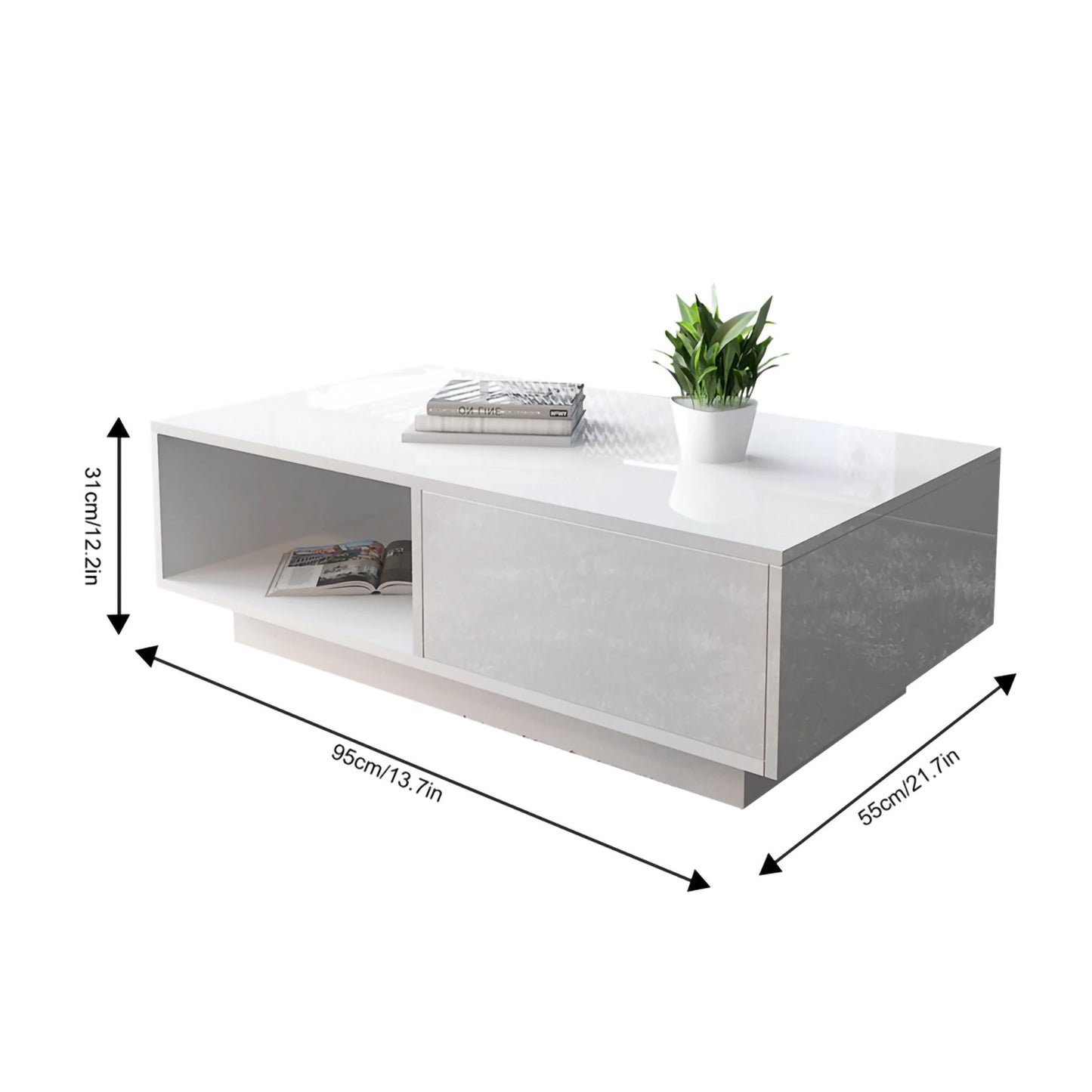 Modern High Gloss Rectangular Coffee Table Easy Using Exquisite Workmanship Simple Brand New Tea Table Storage Living Room