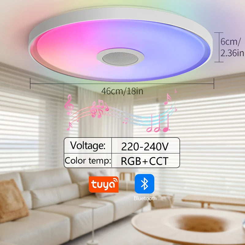 LED Smart Ceiling Lamps RGB APP Remote Control Dimming Modern Home Lighting Music Light with Speaker For Living Room Bedroom