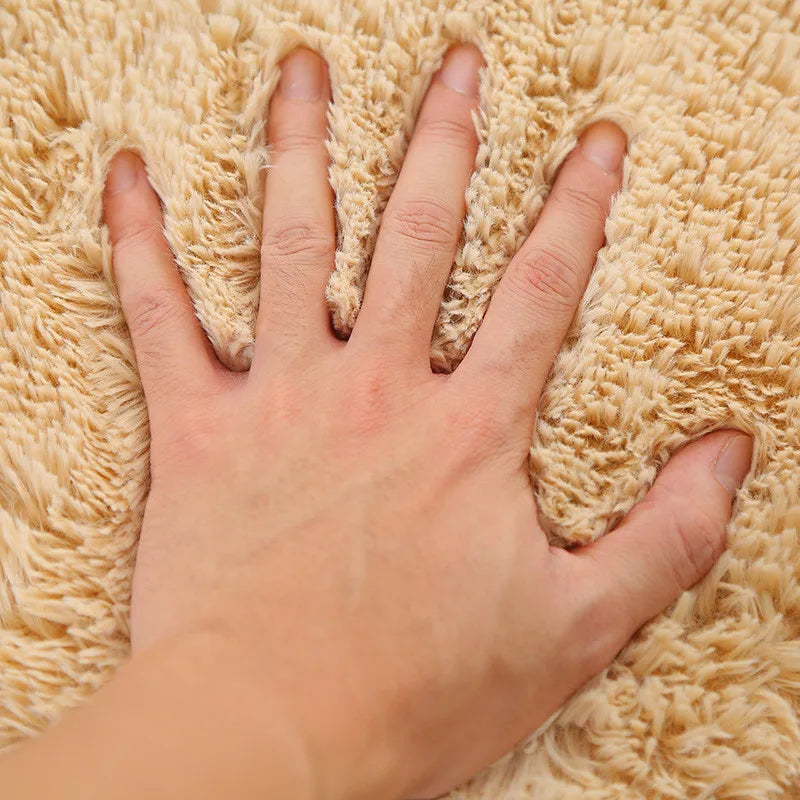 3pc Bathroom Set Rug Mat Toilet Lid Cover Plain Solid Color Bathmats Rugs Kit Non-Slip Fluffy