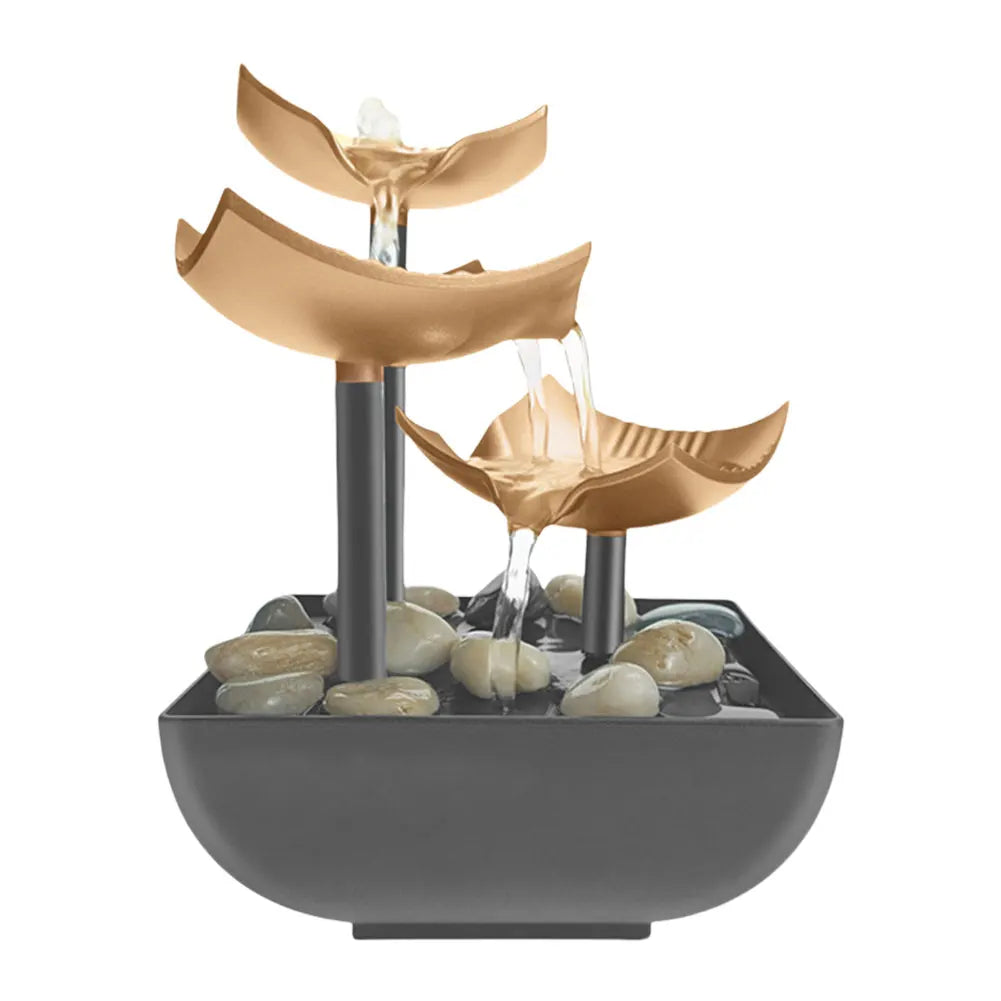 Tabletop Water Fountain with LED Light & Natural Rocks Small Waterfall Fountain Relaxing Sound Ornament for Home and Office