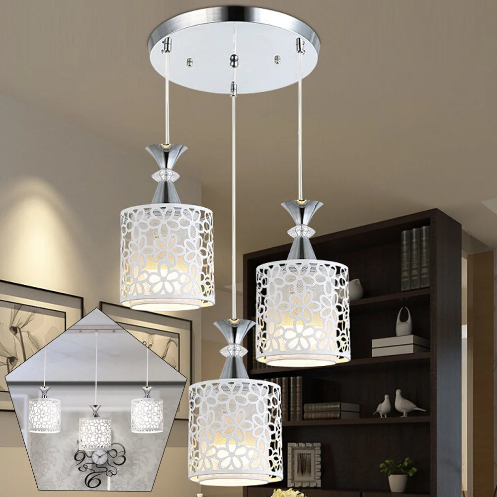 3 Lights E27, Dining Room Chandelier, Modern Petal Ceiling Light, LED Pendant Lamp