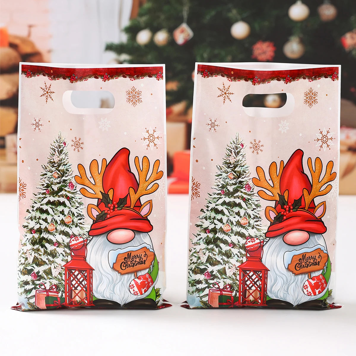 10/25/50pcs Christmas Cute Gift Bags Christmas Party Decoration 2025 Xmas Santa Claus Handbags Navidad Natal New Year Gift 2026