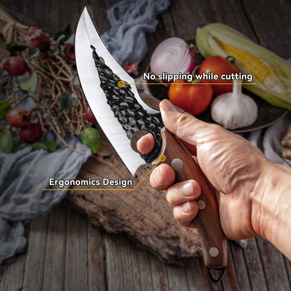 Forged Stainless Steel Kitchen Knives Non-slip Handle Fish Meat Cleaver Sharp Knives