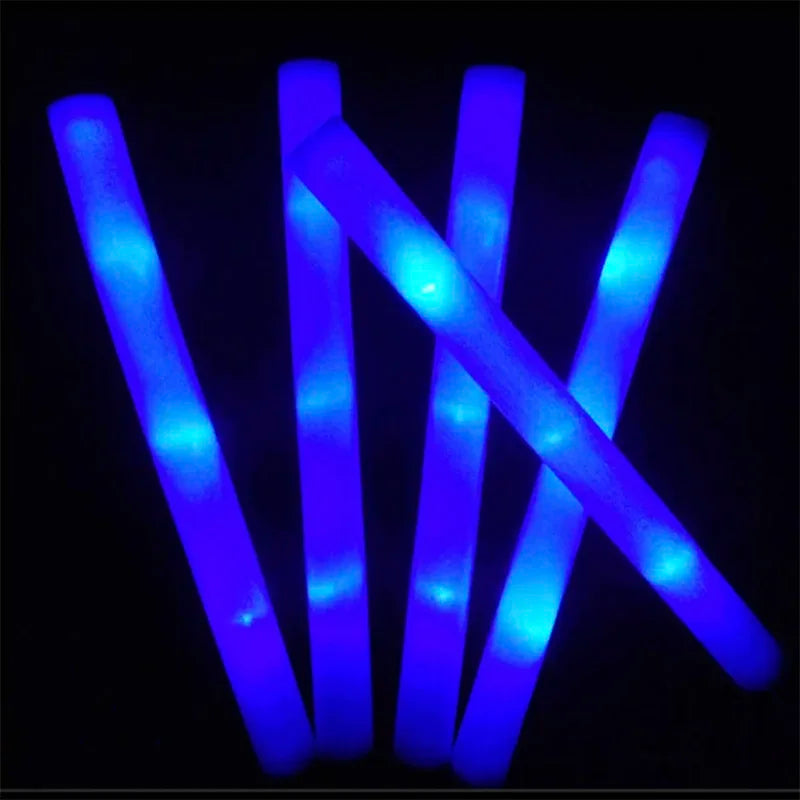 20/30/60Pcs LED Glow Sticks Bulk Colorful RGB Glow Foam Stick Cheer Tube Dark Light for Xmas Birthday Wedding Party Supplies