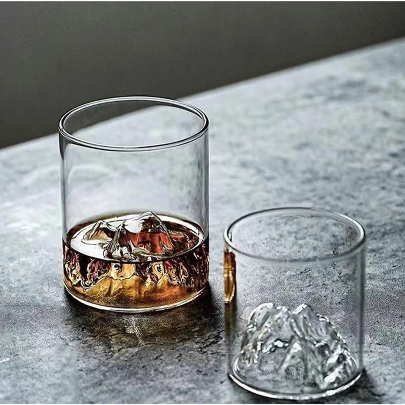 3D Landscape Cup Wine Whiskey Beer Tea Coffee Cup Glassware Mountain Crystal Glass