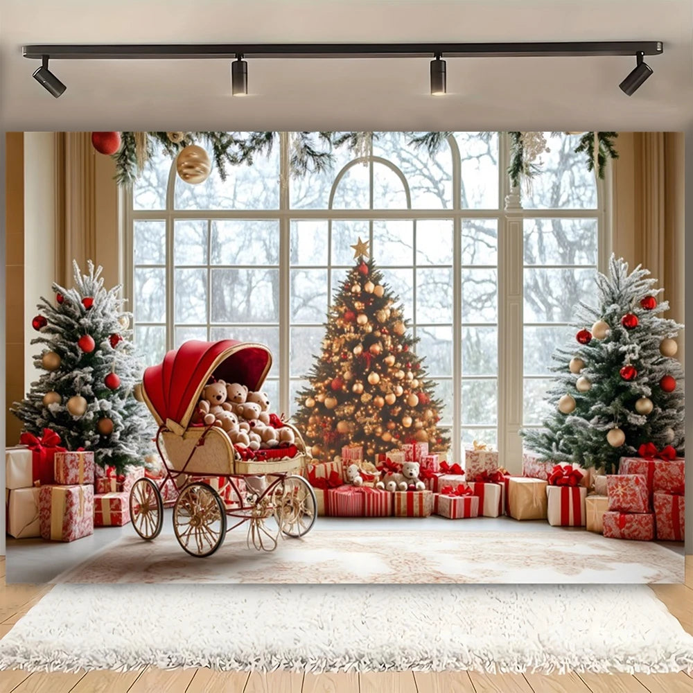 Merry Christmas Decorative Background Arched Xmas Tree Winter 2025 Christmas Indoor Photography Backdrop Photo Studio Props