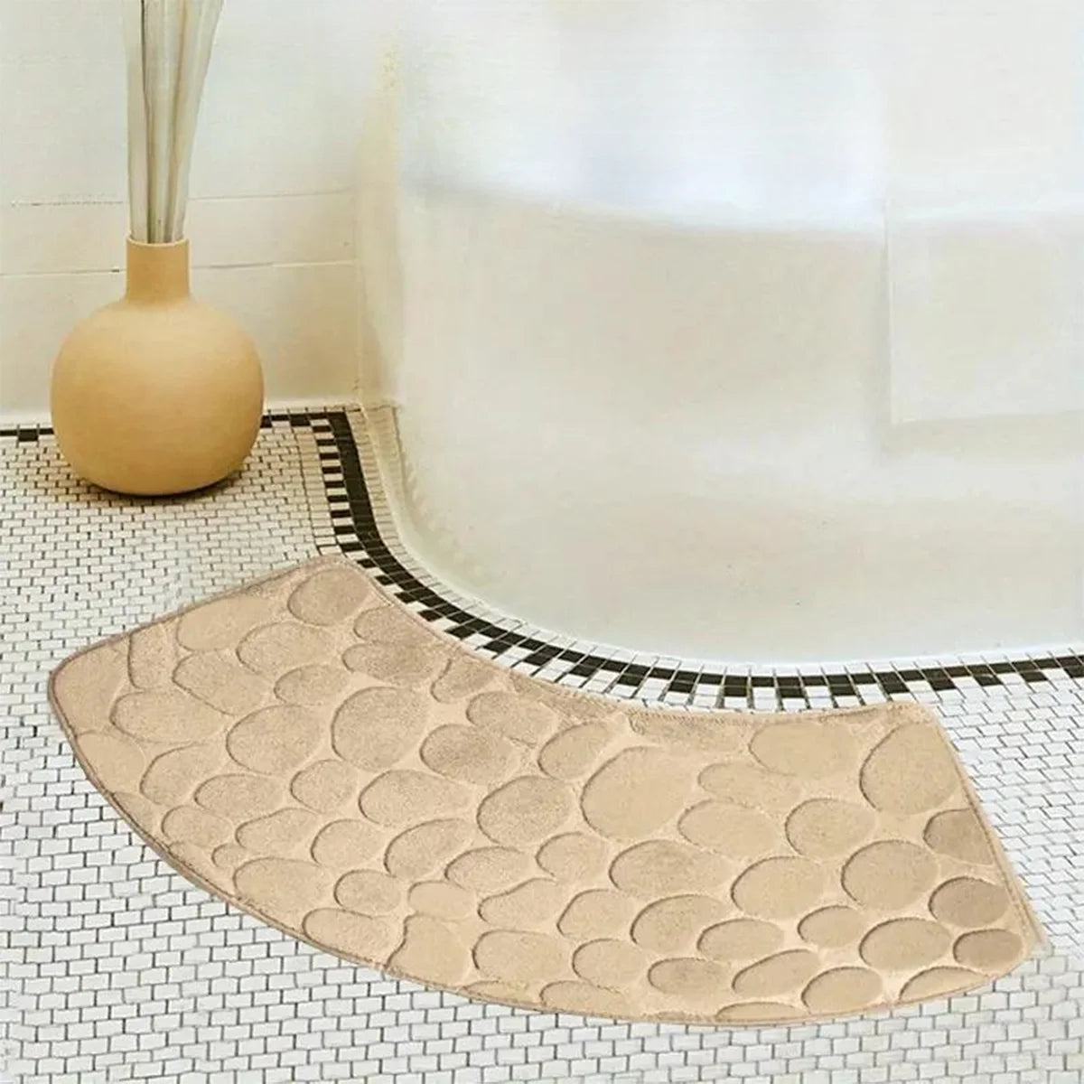 Curved bathroom mat thickened shower room absorbent door mat toilet bathroom non-slip mat dirt-resistant entrance mat